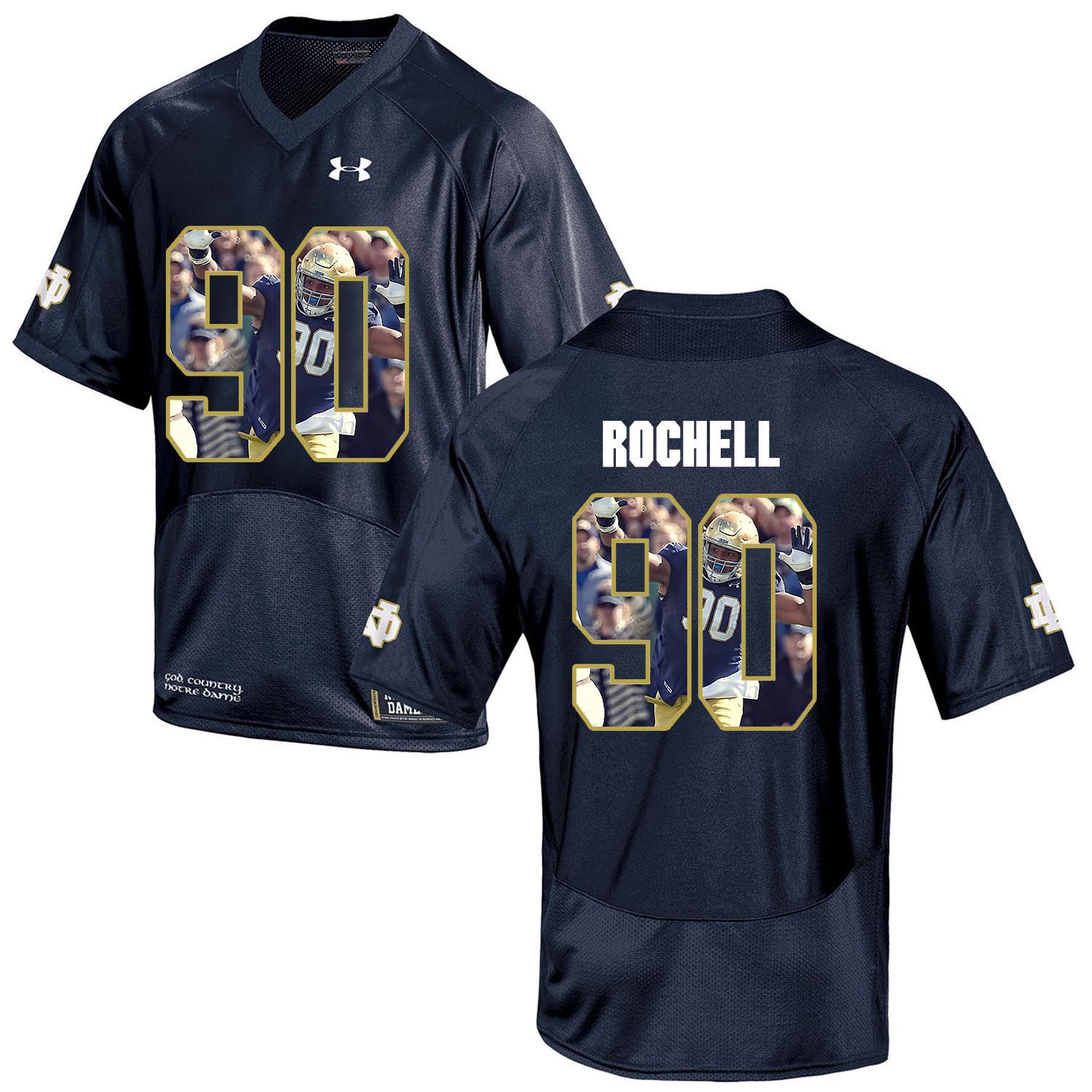 Men Norte Dame Fighting Irish #90 Rochell Navy Blue Fashion Edition Customized NCAA Jerseys->customized ncaa jersey->Custom Jersey